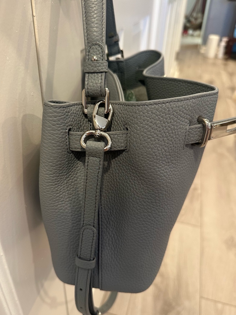 NEW Parker & Hyde steel grey Pebbled Leather Designer inspired Satchel/handbag - Picture 5 of 16